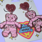 Pink Doodle Bear Earrings