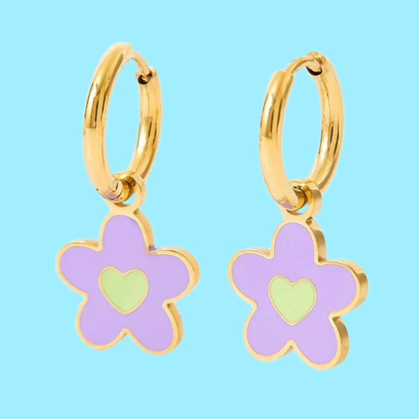 Y2K Heart Flower Earrings