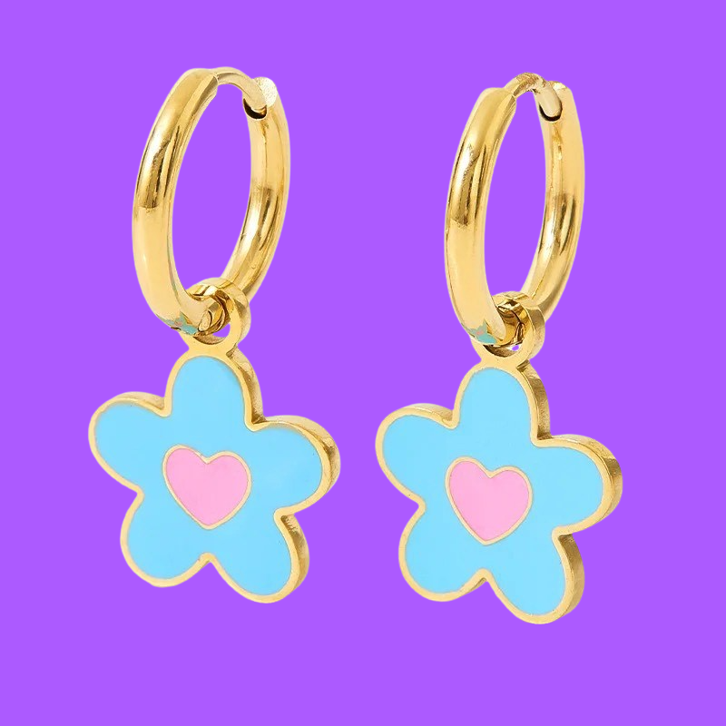 Y2K Heart Flower Earrings